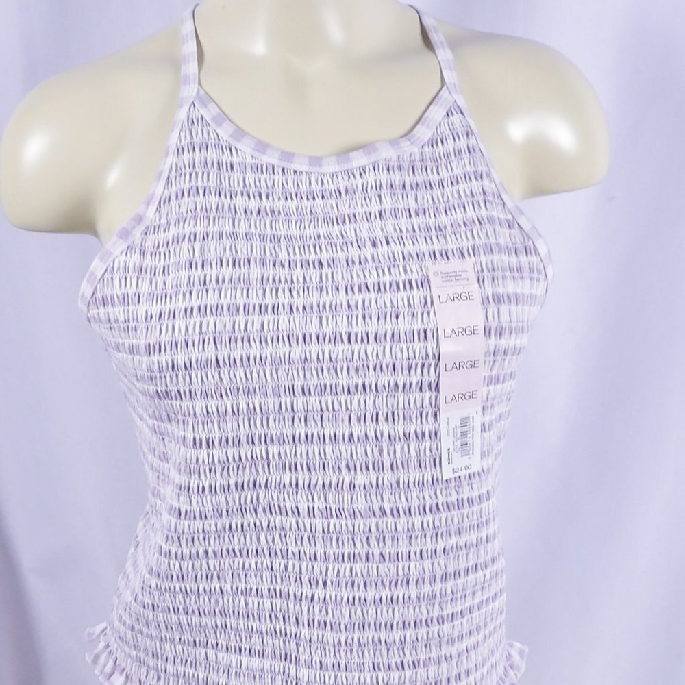 SO Purple Gingham High Neck Tank Top Juniors Large NWT - Picture 3 of 6